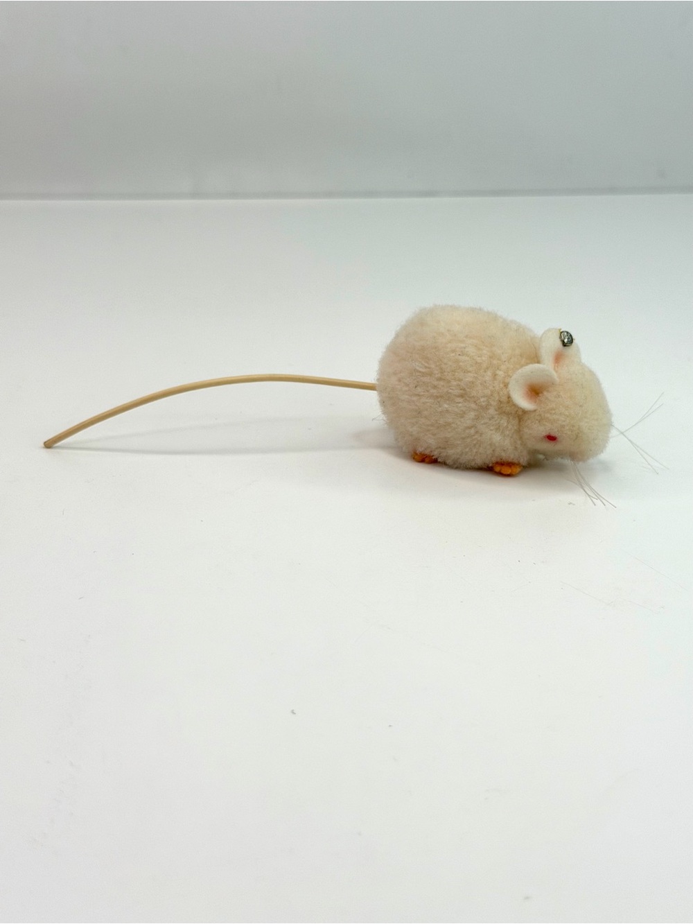 Steiff White Albino Mouse Woolen Vintage Pom Pom Plush Stuffed Animal